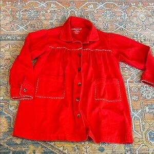Vintage-Style Red Button-Front girls jacket with Pocket Detail by Misha and Puff
